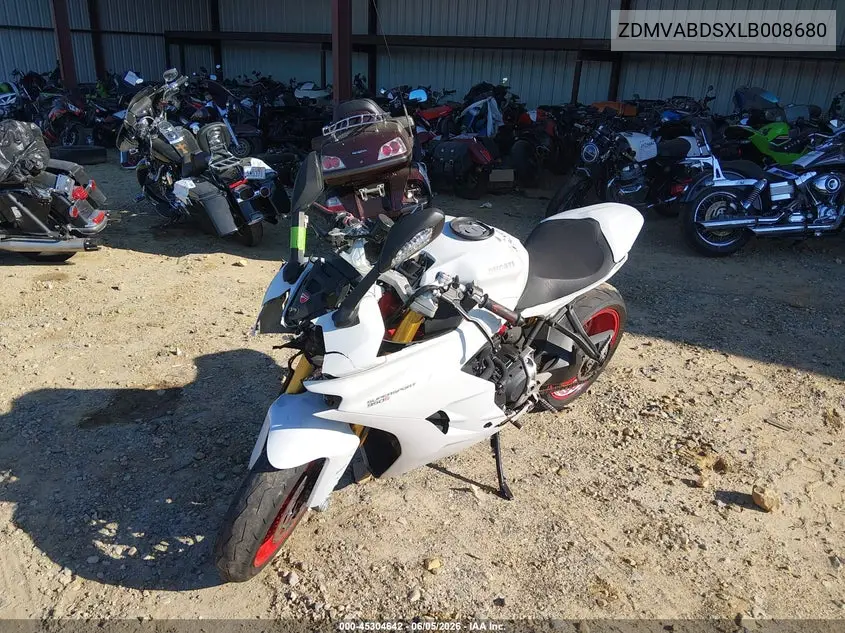 2020 Ducati Supersport VIN: ZDMVABDSXLB008680 Lot: 45304642