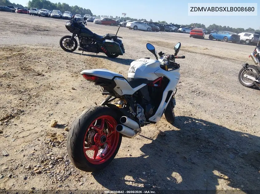 2020 Ducati Supersport VIN: ZDMVABDSXLB008680 Lot: 45304642