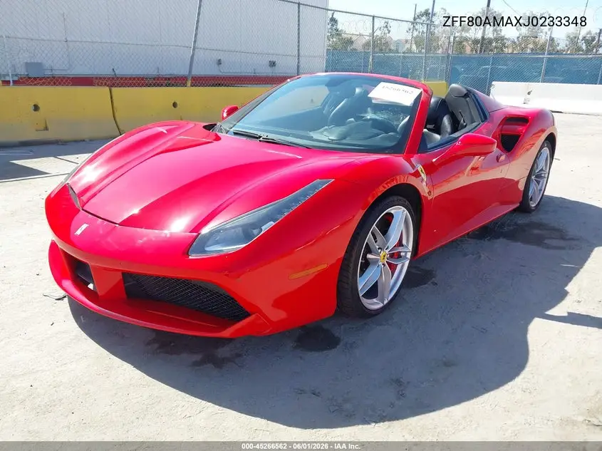 2018 Ferrari 488 Spider VIN: ZFF80AMAXJ0233348 Lot: 45266562