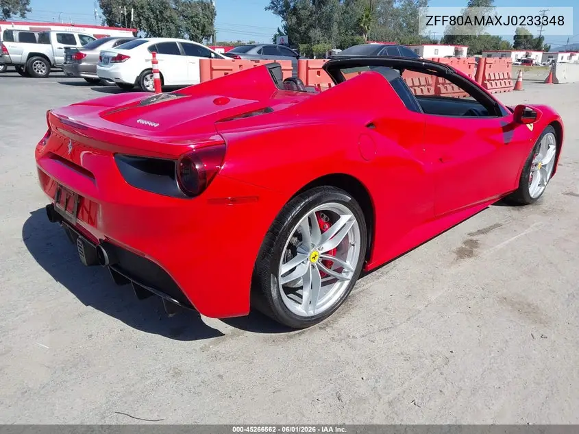 2018 Ferrari 488 Spider VIN: ZFF80AMAXJ0233348 Lot: 45266562