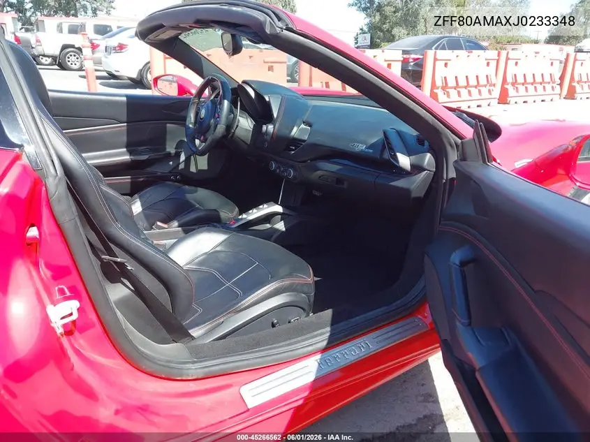 2018 Ferrari 488 Spider VIN: ZFF80AMAXJ0233348 Lot: 45266562