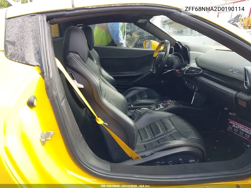 2013 Ferrari 458 Spider VIN: ZFF68NHA2D0190114 Lot: 45535805