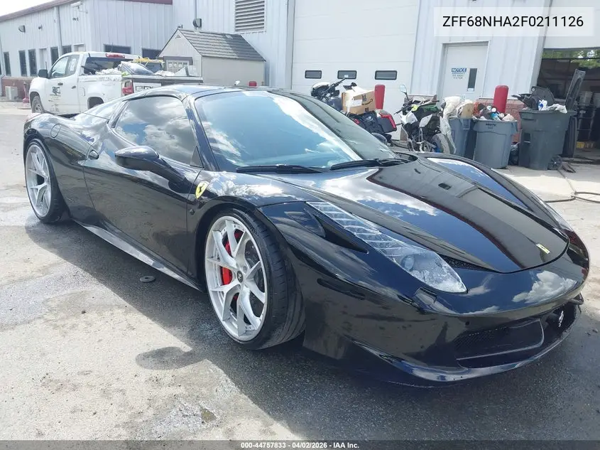 2015 Ferrari 458 Spider VIN: ZFF68NHA2F0211126 Lot: 44757833
