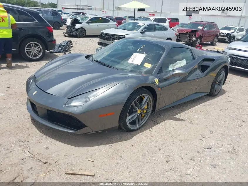 2019 Ferrari 488 Spider VIN: ZFF80AMA4K0245903 Lot: 45659115