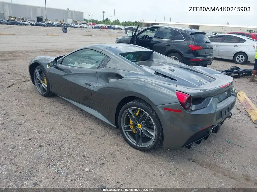 2019 Ferrari 488 Spider VIN: ZFF80AMA4K0245903 Lot: 45659115