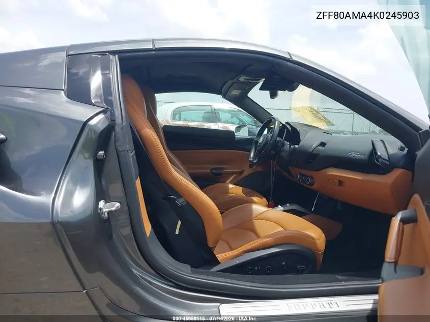 2019 Ferrari 488 Spider VIN: ZFF80AMA4K0245903 Lot: 45659115