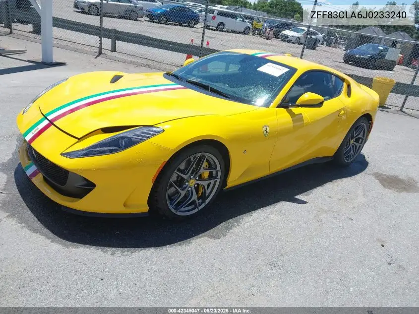 2018 Ferrari 812 Superfast VIN: ZFF83CLA6J0233240 Lot: 42345047