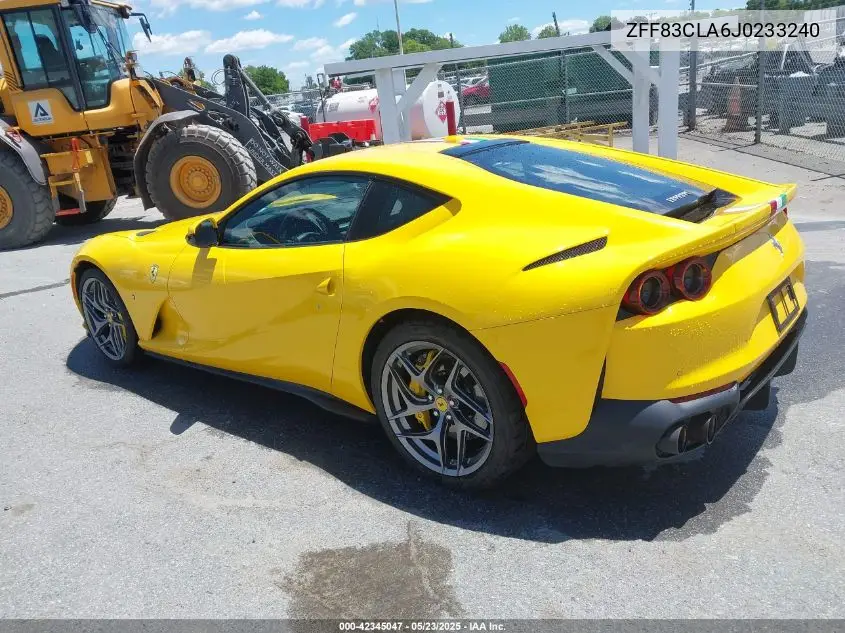 2018 Ferrari 812 Superfast VIN: ZFF83CLA6J0233240 Lot: 42345047