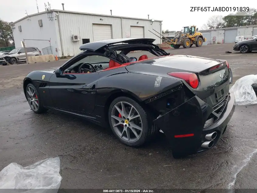 2013 Ferrari California VIN: ZFF65TJA8D0191839 Lot: 44113873