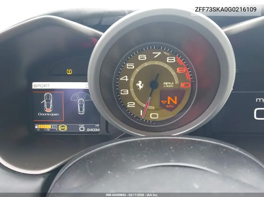 2016 Ferrari Ff VIN: ZFF73SKA0G0216109 Lot: 44369654