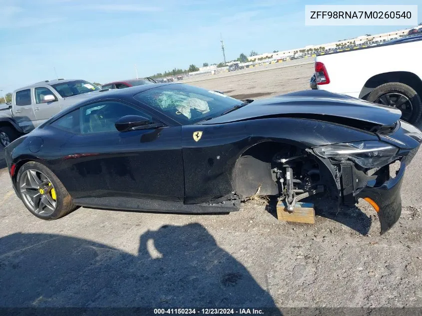 2021 Ferrari Roma VIN: ZFF98RNA7M0260540 Lot: 41150234