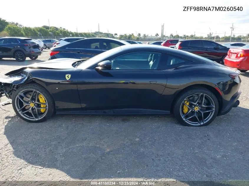 2021 Ferrari Roma VIN: ZFF98RNA7M0260540 Lot: 41150234
