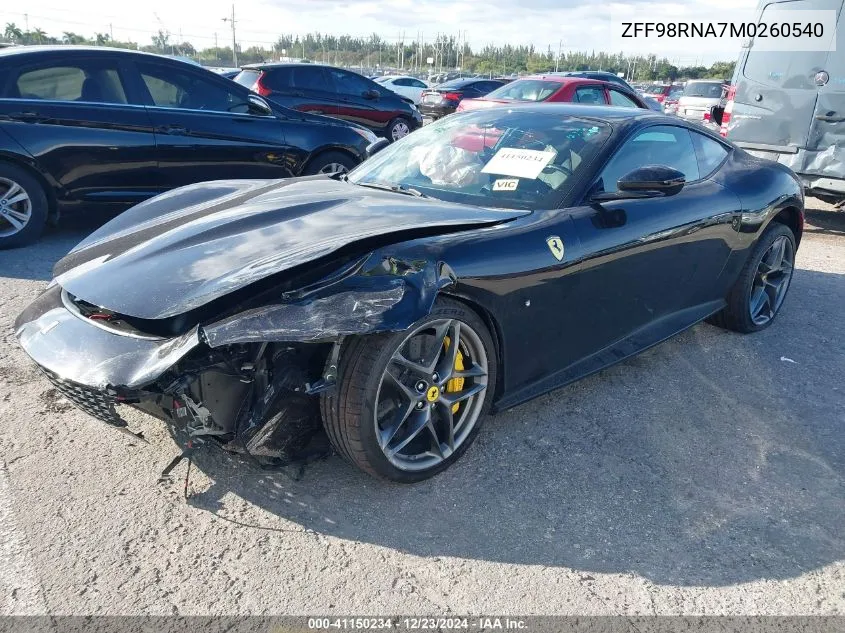 2021 Ferrari Roma VIN: ZFF98RNA7M0260540 Lot: 41150234