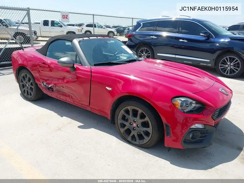 2017 Fiat 124 Spider Elaborazione Abarth VIN: JC1NFAEK0H0115954 Lot: 45278446
