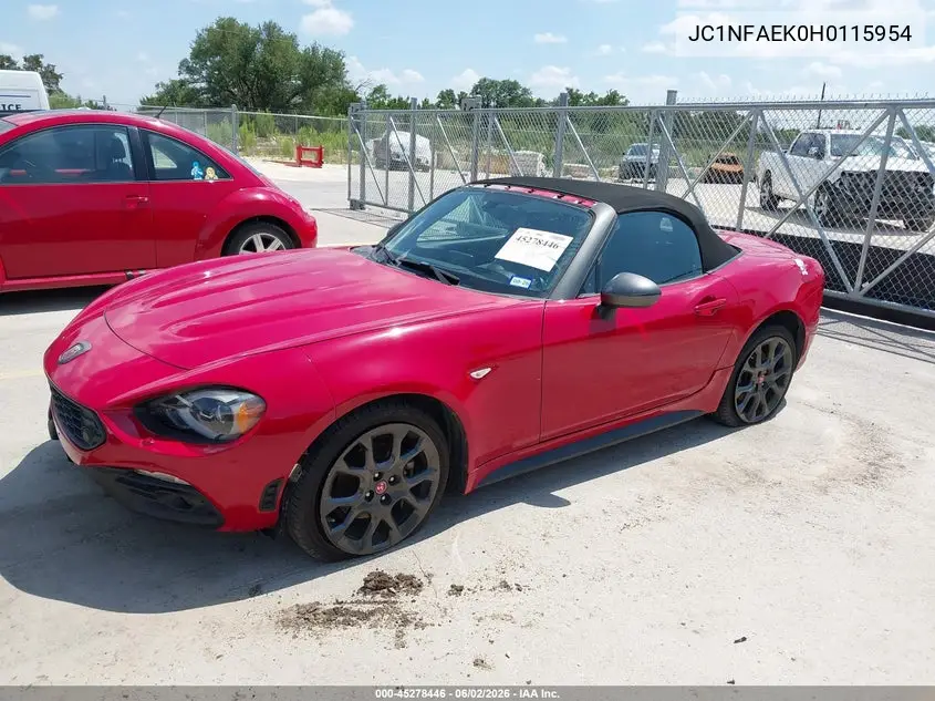 2017 Fiat 124 Spider Elaborazione Abarth VIN: JC1NFAEK0H0115954 Lot: 45278446