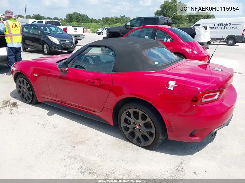 2017 Fiat 124 Spider Elaborazione Abarth VIN: JC1NFAEK0H0115954 Lot: 45278446