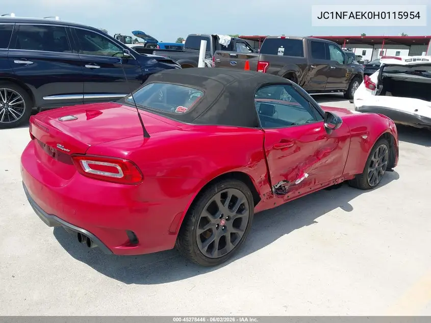 2017 Fiat 124 Spider Elaborazione Abarth VIN: JC1NFAEK0H0115954 Lot: 45278446