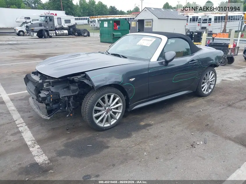 2017 Fiat 124 Spider Lusso VIN: JC1NFAEK8H0101994 Lot: 45310455