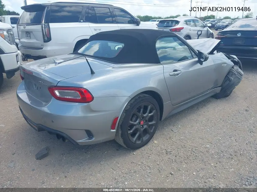 2017 Fiat 124 Spider Elaborazione Abarth VIN: JC1NFAEK2H0119486 Lot: 45336031