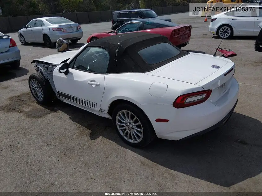 2017 Fiat 124 Spider Classica VIN: JC1NFAEK2H0105376 Lot: 45598021