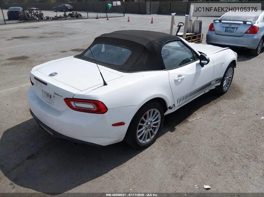 2017 Fiat 124 Spider Classica VIN: JC1NFAEK2H0105376 Lot: 45598021