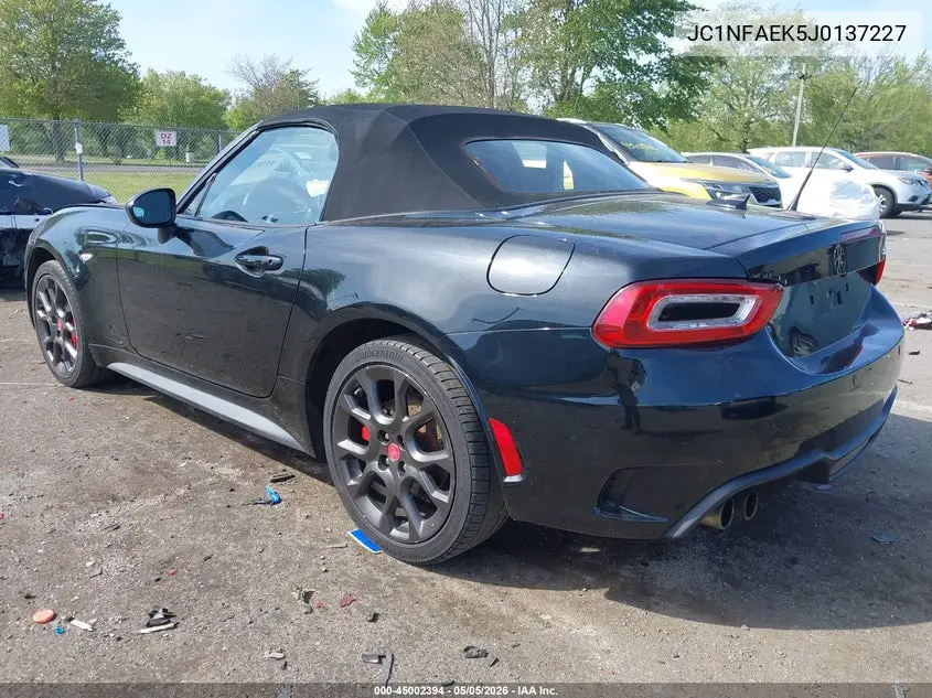 2018 Fiat 124 Spider Abarth VIN: JC1NFAEK5J0137227 Lot: 45002394