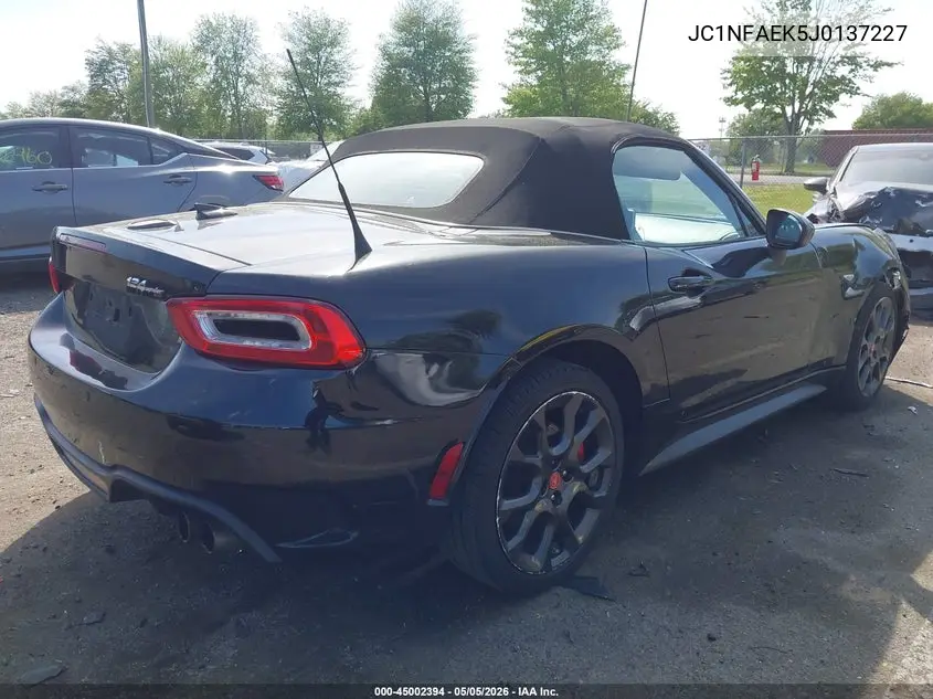2018 Fiat 124 Spider Abarth VIN: JC1NFAEK5J0137227 Lot: 45002394