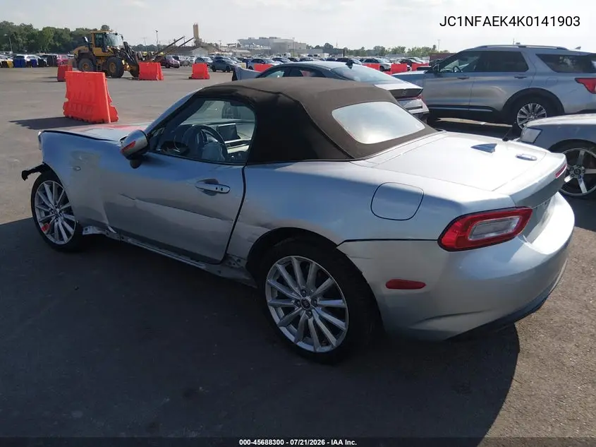 2019 Fiat 124 Spider Classica VIN: JC1NFAEK4K0141903 Lot: 45688300