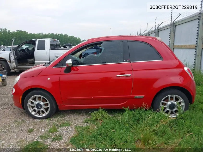 2016 Fiat 500C Lounge VIN: 3C3CFFER2GT229819 Lot: 12626971