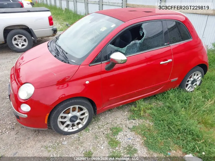 2016 Fiat 500C Lounge VIN: 3C3CFFER2GT229819 Lot: 12626971