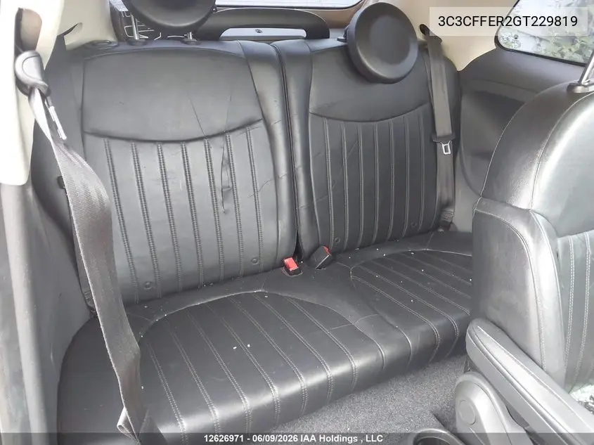 2016 Fiat 500C Lounge VIN: 3C3CFFER2GT229819 Lot: 12626971