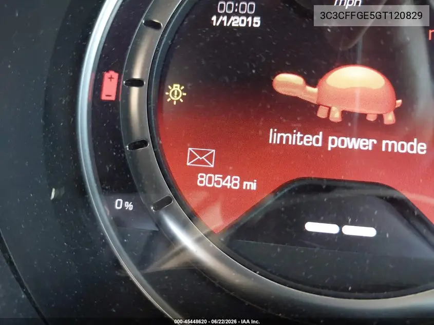 2016 Fiat 500E Battery Electric VIN: 3C3CFFGE5GT120829 Lot: 45448620