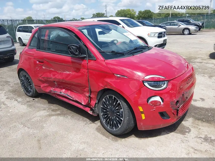2024 Fiat 500E Inspi(Red) Fwd VIN: ZFAFFAA4XRX205739 Lot: 45467410
