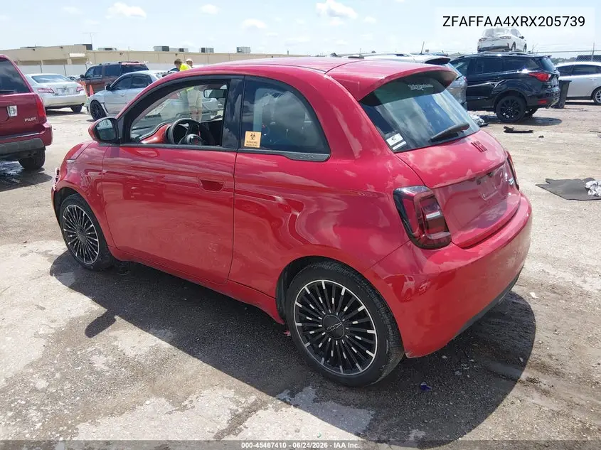 2024 Fiat 500E Inspi(Red) Fwd VIN: ZFAFFAA4XRX205739 Lot: 45467410