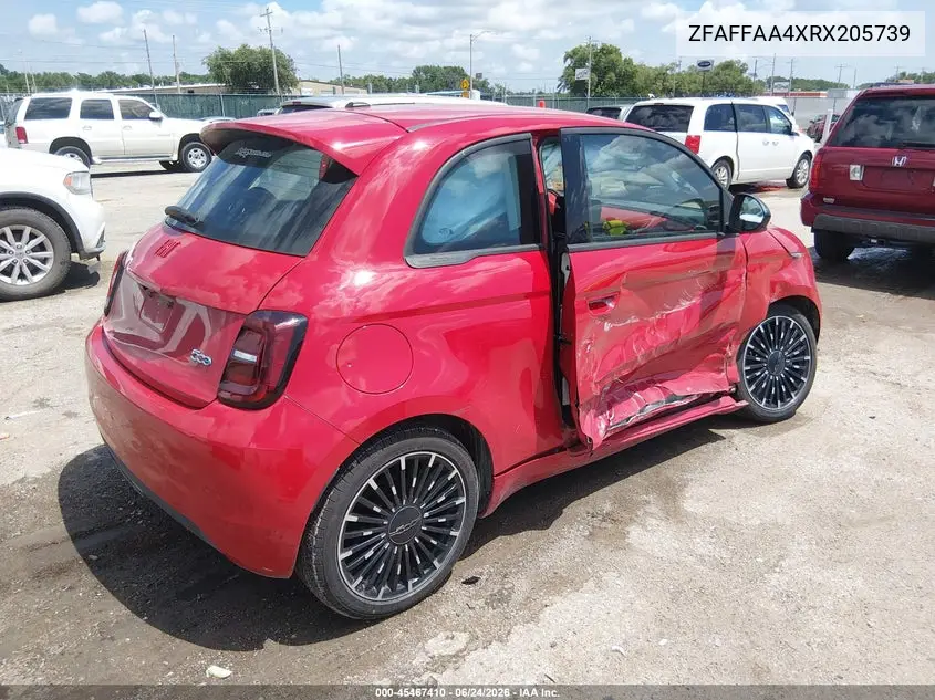 2024 Fiat 500E Inspi(Red) Fwd VIN: ZFAFFAA4XRX205739 Lot: 45467410