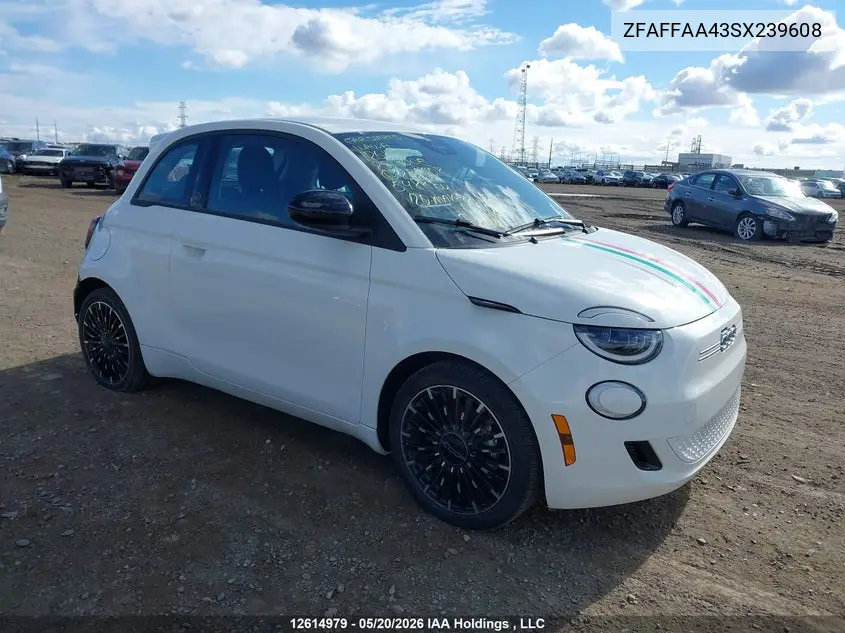 2025 Fiat 500E Bev Red VIN: ZFAFFAA43SX239608 Lot: 12614979X