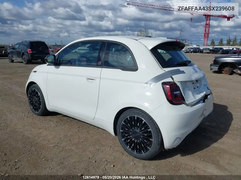 2025 Fiat 500E Bev Red VIN: ZFAFFAA43SX239608 Lot: 12614979X