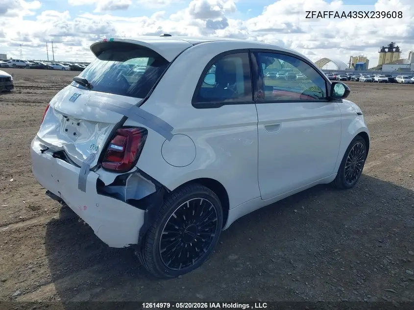 2025 Fiat 500E Bev Red VIN: ZFAFFAA43SX239608 Lot: 12614979X