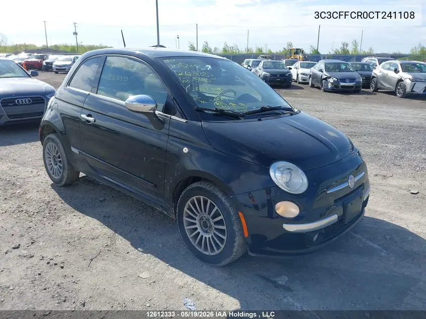 2012 Fiat 500 Lounge VIN: 3C3CFFCR0CT241108 Lot: 12612333x