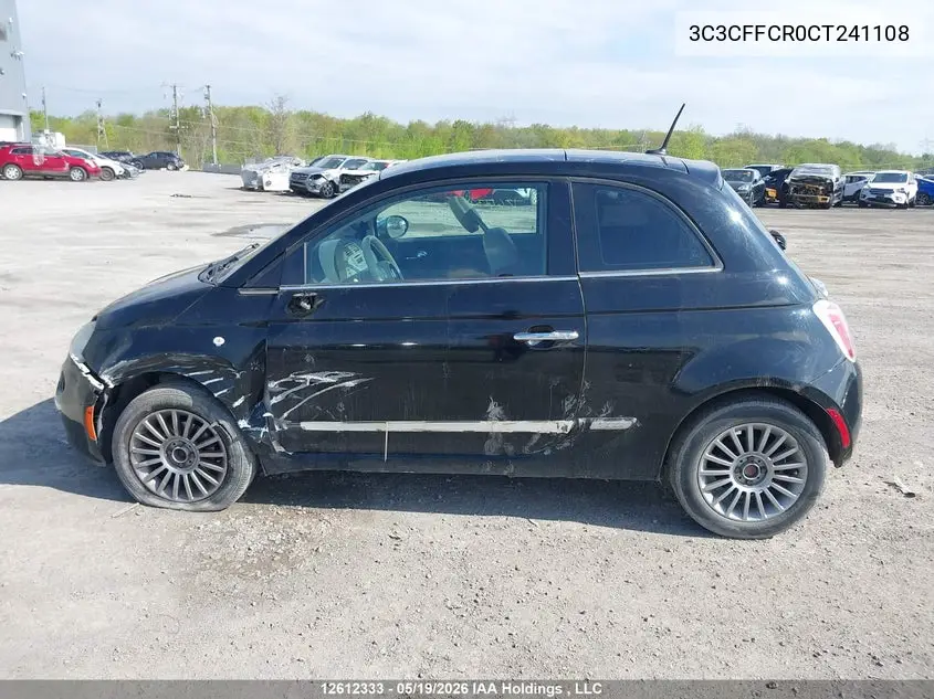 2012 Fiat 500 Lounge VIN: 3C3CFFCR0CT241108 Lot: 12612333x