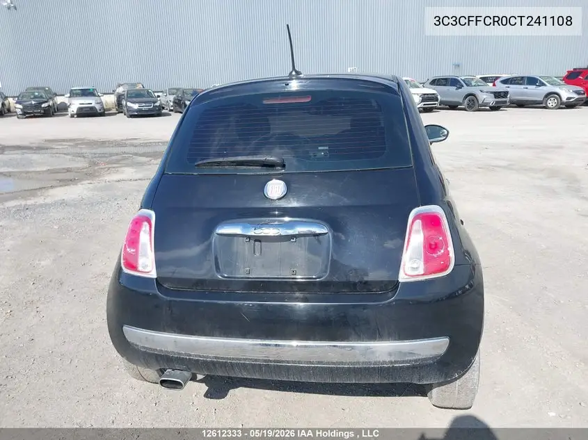 2012 Fiat 500 Lounge VIN: 3C3CFFCR0CT241108 Lot: 12612333x