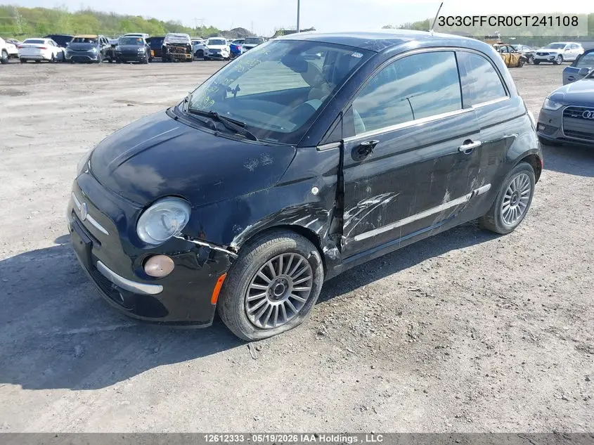 2012 Fiat 500 Lounge VIN: 3C3CFFCR0CT241108 Lot: 12612333x