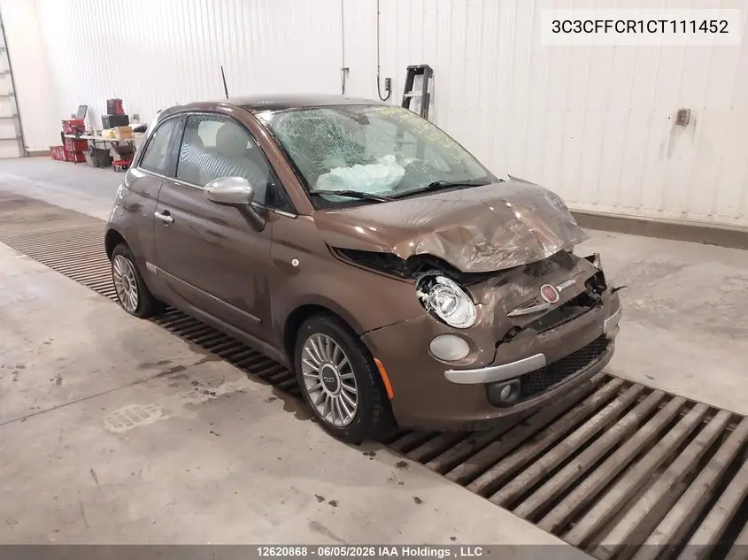 2012 Fiat 500 Lounge VIN: 3C3CFFCR1CT111452 Lot: 12620868