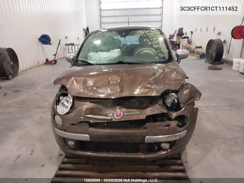 2012 Fiat 500 Lounge VIN: 3C3CFFCR1CT111452 Lot: 12620868