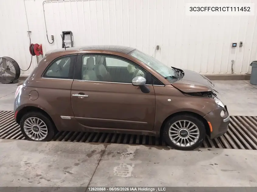 2012 Fiat 500 Lounge VIN: 3C3CFFCR1CT111452 Lot: 12620868