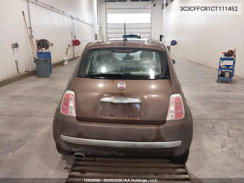 2012 Fiat 500 Lounge VIN: 3C3CFFCR1CT111452 Lot: 12620868