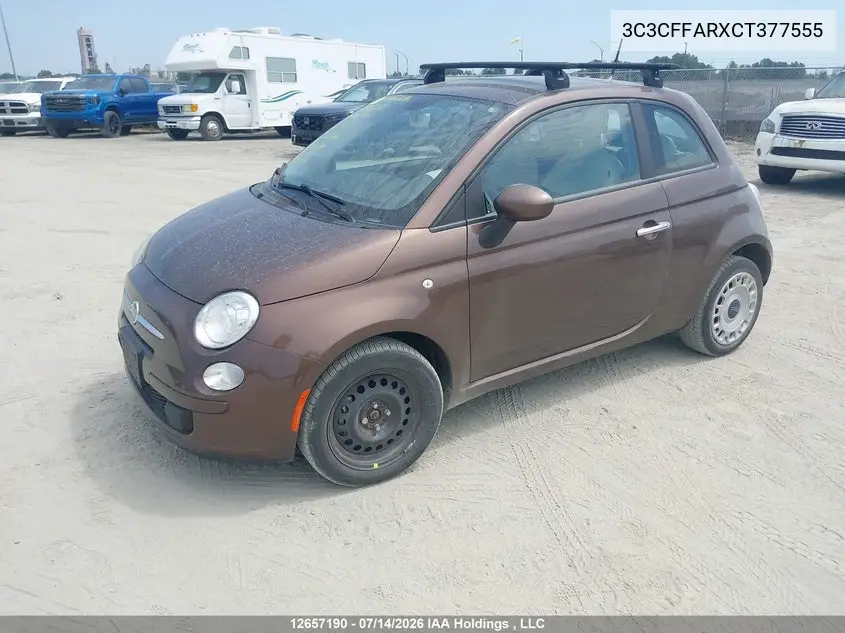 2012 Fiat 500 Pop VIN: 3C3CFFARXCT377555 Lot: 12657190