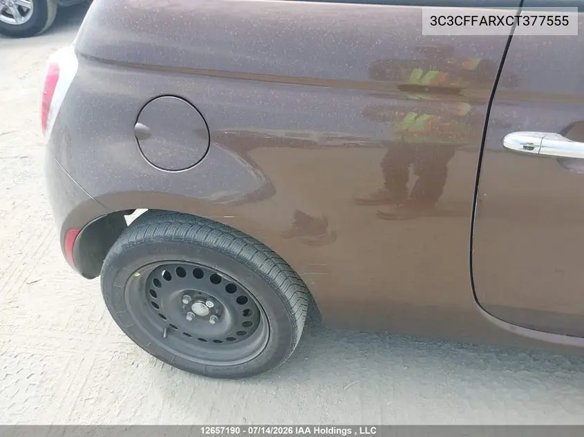 2012 Fiat 500 Pop VIN: 3C3CFFARXCT377555 Lot: 12657190