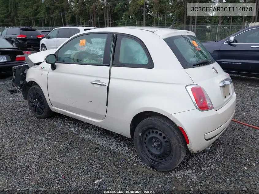 2012 Fiat 500 Pop VIN: 3C3CFFAR3CT114078 Lot: 45279433