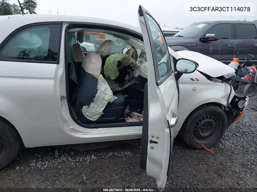 2012 Fiat 500 Pop VIN: 3C3CFFAR3CT114078 Lot: 45279433